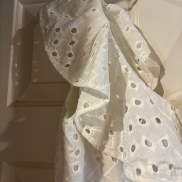 DKNY off white large eyelet cotton Dress, lined, back zipper, Midi- Small - Picture 6 of 6